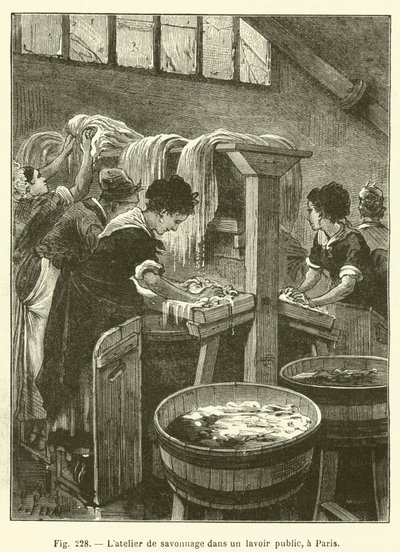 The Soap Workshop in a Public Laundry in Paris (engraving) by French School