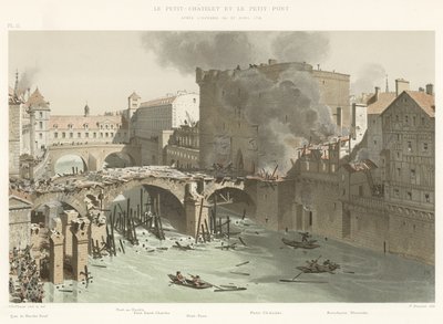 The Petit-Châtelet and Petit-Pont, After the Fire of April 27, 1718 by French School