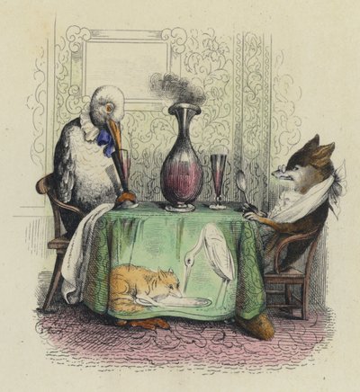 The Fox and the Stork by French School