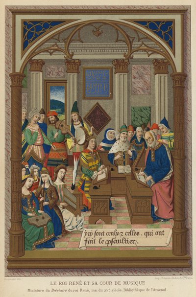 King Rene and His Court of Music (chromolitho) by French School