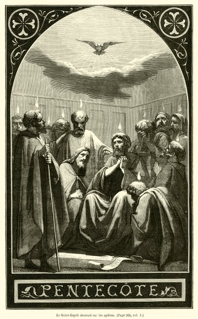 The Holy Spirit Descends on the Apostles (engraving) by French School