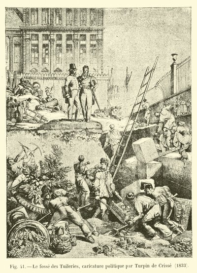 The Moat of the Tuileries, Political Caricature by Turpin de Crisse, 1833 by French School