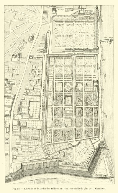 The Tuileries Palace and Garden in 1632, Facsimile of I. Gomboust