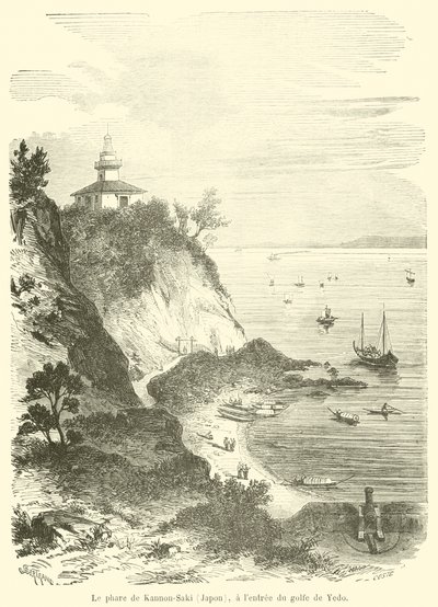 The Kannon-Saki Lighthouse (Japan) at the Entrance to the Gulf of Yedo (engraving) by French School