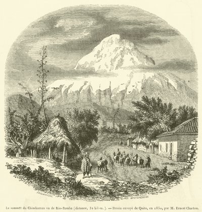 The Summit of Chimborazo Seen from Rio-Bamba, Distance, 32 km (engraving) by French School