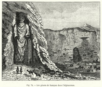 The Giants of Bamyan in Afghanistan (engraving) by French School