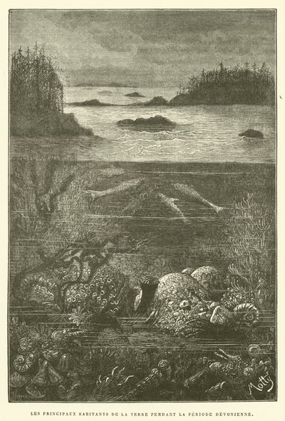 The Principal Inhabitants of the Earth During the Devonian Period by French School