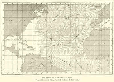 The Winds of the North Atlantic During the Summer Season by French School