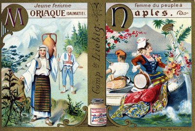 Letter M as Morlac Young Woman and N as Woman of the People in Naples by French School