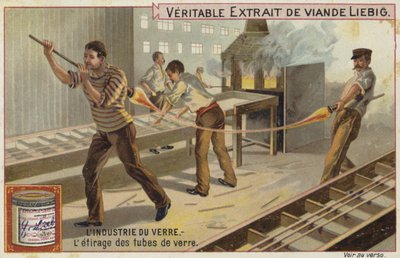 Liebig card featuring the glass industry by French School