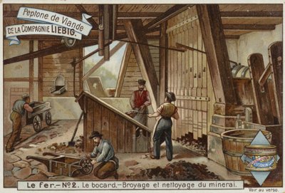 Liebig card featuring the iron industry by French School
