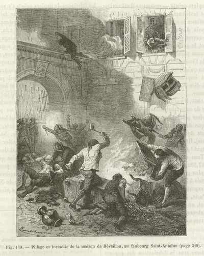 Looting and Burning of a House During the French Revolution by French School