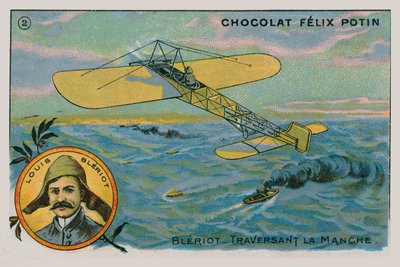 Louis Bleriot Making the First Flight Across the English Channel in a Heavier Than Air Aircraft, 1909 by French School