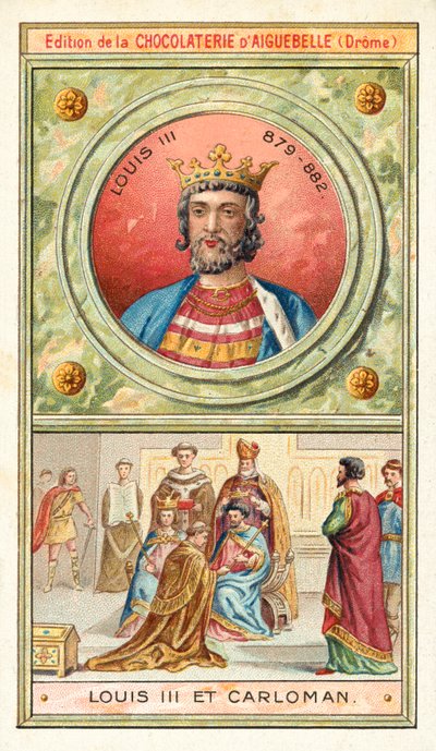 Louis III and his younger brother Carloman II, joint kings of France, 9th Century by French School