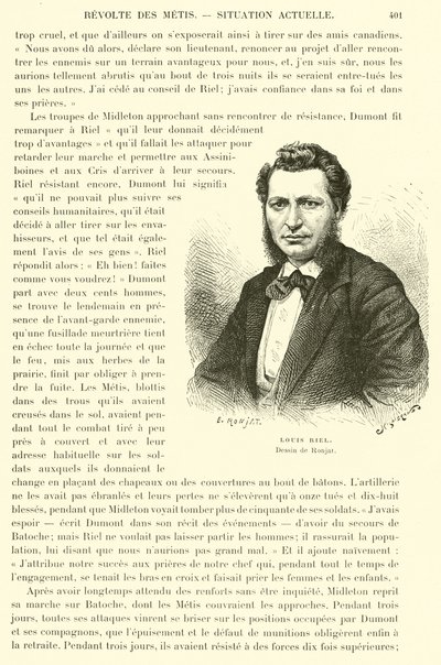 Louis Riel, Canadian Politician and Leader of the Metis People by French School