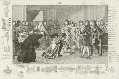 Louis XIV presenting his grandson, Philip V, to the Spanish envoys, as their new king, 1700 by French School
