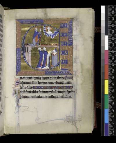 David prays to God (above), two clerics (below), from the Psalter and Hours of Isabella of France, Paris, c.1265-70 by French School