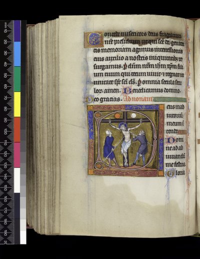 MS 300 f.217v, Crucifixion, from the Psalter and Hours of Isabella of France, Paris, c.1265-70 by French School