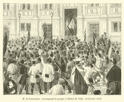 M de Lamartine, addressing the people at the Hotel de Ville, February 26, 1848 by French School