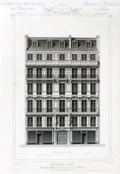 Maison A Loyer, No 3 Rue de la Paix, Paris; Architecture Privee au C19th by French School