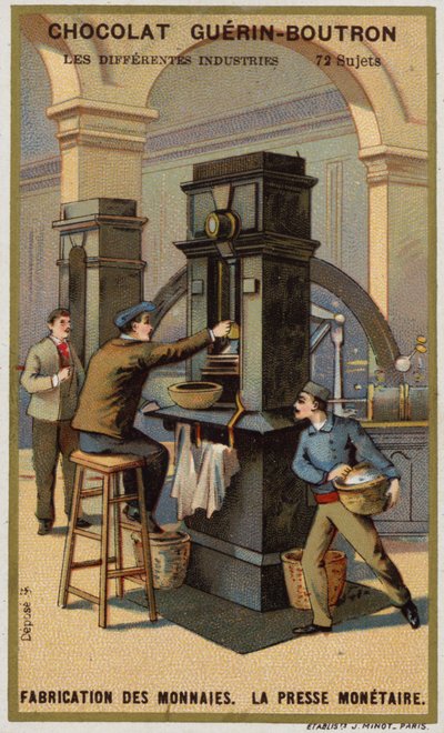 Manufacturing Coins. Coin Press by French School