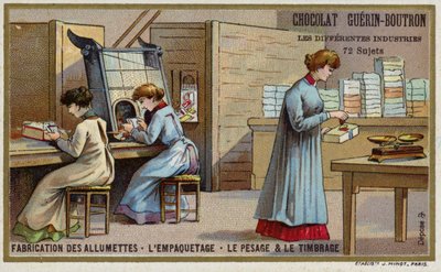Manufacturing matches. Packing, weighing and stamping by French School