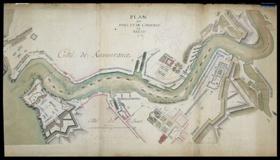 Map of the port and arsenal of Brest in 1754 by French School