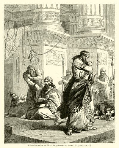 Mordecai Refuses to Bow to Haman by French School