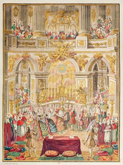 Marriage of the Dauphin of France (Future Louis XVI) with Archduchess Marie-Antoinette in the Chapel at Versailles on 16 May, 1770 by French School