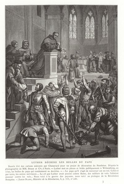 Martin Luther Tearing Up Papal Bulls, Wittenberg, Germany, 1520 by French School