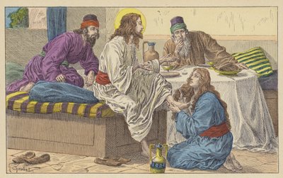 Mary Magdalene at the feet of Jesus by French School