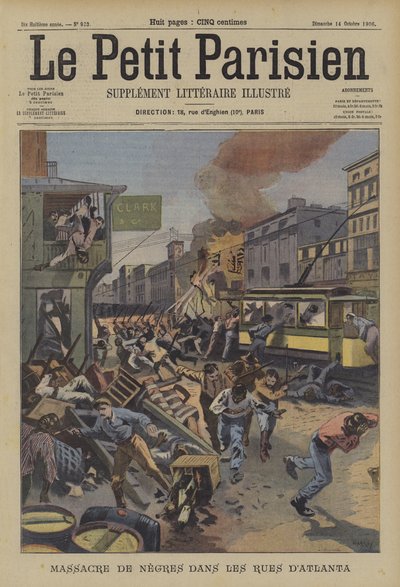Massacre of black people on the streets of Atlanta, Georgia by French School
