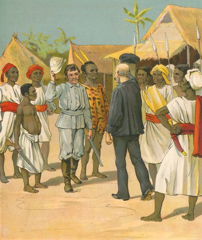 Meeting between Stanley and Livingstone by French School