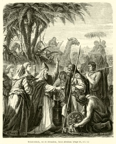 Melchizedek, King of Jerusalem, Blesses Abraham by French School