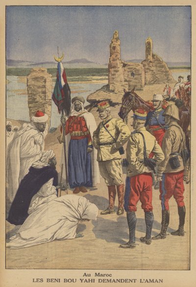 Members of the Beni Bou Yahi tribe asking for a pardon for attacking a French convoy in Morocco by French School
