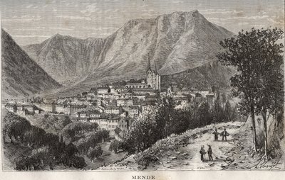 Mende - Lozere in Region Languedoc-Roussillon - engraving in 