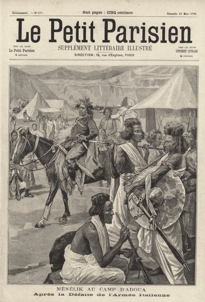 Menelik II, Emperor of Ethiopia, at the camp of Adwa after the defeat of the Italian army, First Italo-Ethiopian War by French School