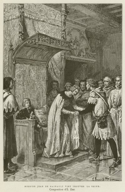 Sir John of Hainault Came to Find the Queen (engraving) by French School