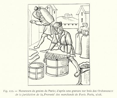 Grain Measurers of Paris; After a Wood Engraving from the Ordinances of the Jurisdiction of the Provost of the Merchants of Paris, Paris by French School