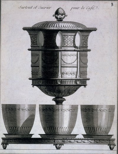 Metalwork: Coffee Set with Spoons and Sugar Holder, 1780-96 by French School
