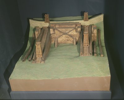 Model of the constructions of Julius Caesar in front of Avaricum in 52 BC by French School