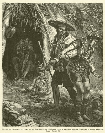 Customs and Traditions of Annamites (engraving) by French School