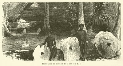 Stone Money of the Island of Yap (engraving) by French School