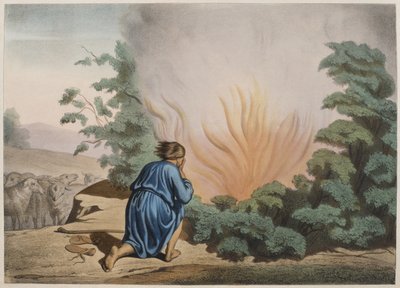 Moses and the Burning Bush, illustration from a catechism L