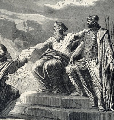 Moses Ordering the People of Israel to Recognize the Authority of Josue (Moses Choosing Joshua as His Successor) Engraving from 