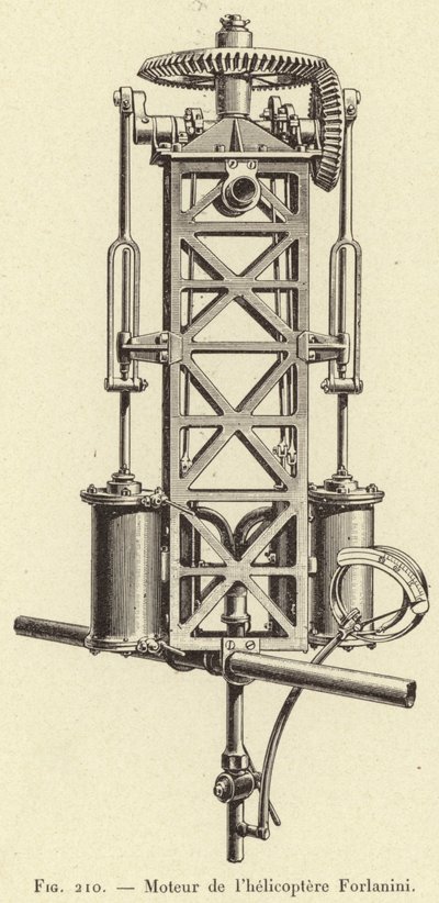 Forlanini Helicopter Engine (engraving) by French School
