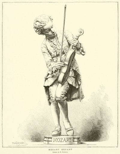 Child Mozart, Statue by M Barrias by French School