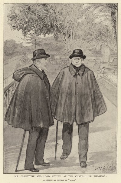 Mr Gladstone and Lord Rendel at the Chateau de Thorenc by French School