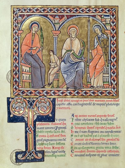 Grammar, Dialect and Rhetoric from Satyricon by Martianus Capella, c.1200 by French School