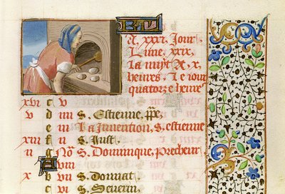 August: Baking Bread, from a Book of Hours by French School